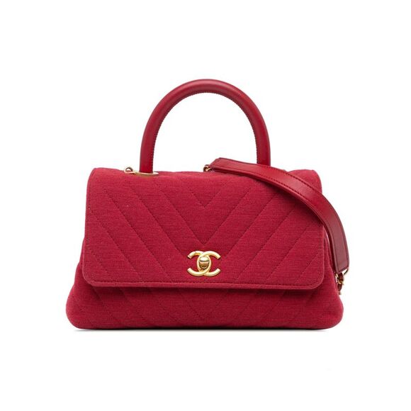 Chanel Handbags - Pre Loved Chanel Small Chevron Jersey Coco Top Handle Satchel